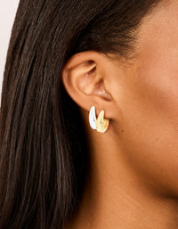 Mixed Metal Plated Thick Large Huggie Earrings 2-Pack - link has visual effect only