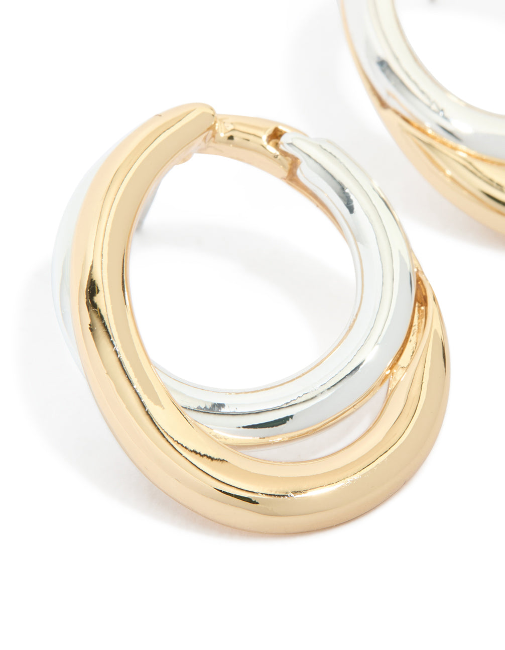 Mixed Metal Plated Linked Oval Drop Earrings