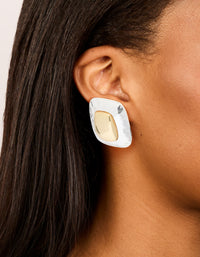 Mixed Metal Plated Large Rectangle Molten Earrings - link has visual effect only