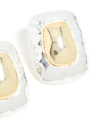 Mixed Metal Plated Large Rectangle Molten Earrings - link has visual effect only