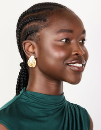 Mixed Metal Plated Ribbed Circle Stud Earrings - link has visual effect only