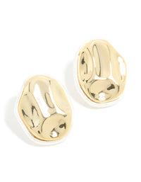 Mixed Metal Plated Outlined Molten Oval Earrings - link has visual effect only