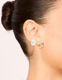 Mixed Metal Plated Knot Stud Earrings 2 Pack - link has visual effect only