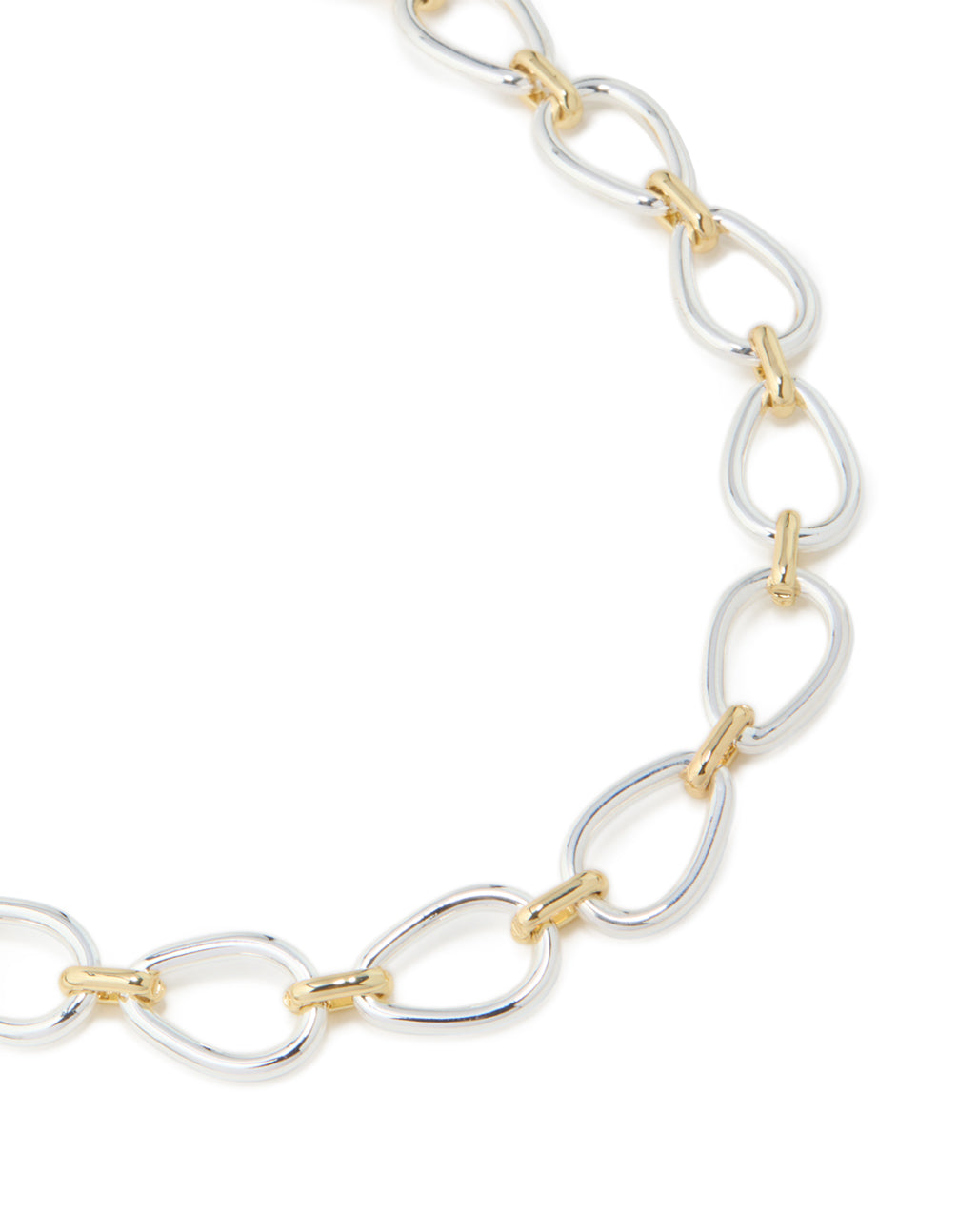 Mixed Metal Plated Organic Oval Link Necklace