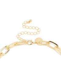 Mixed Metal Plated Diamante Carabiner Chain Necklace - link has visual effect only