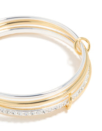 Mixed Metal Plated Diamante Rondell Linked Bangle - link has visual effect only
