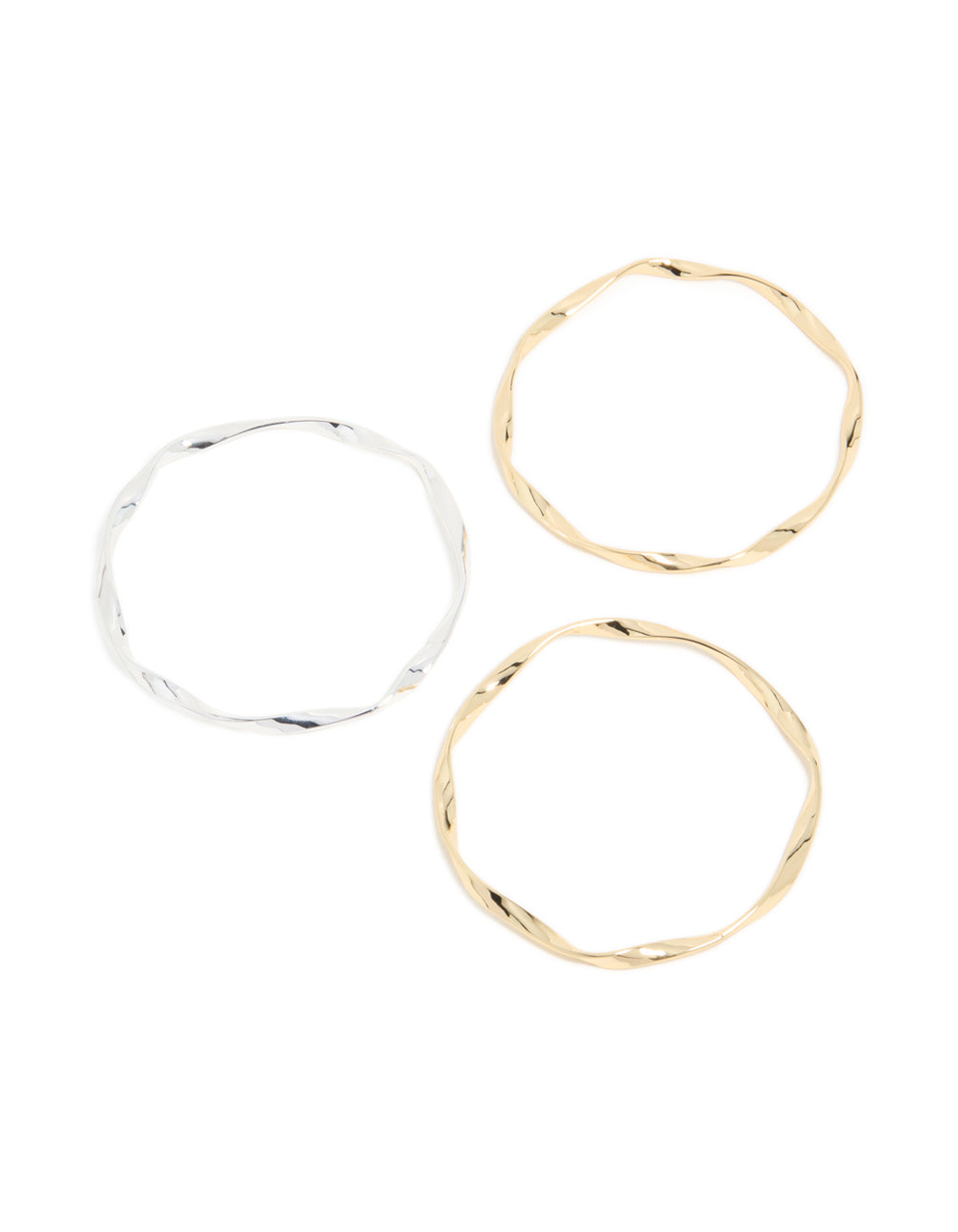 Mixed Metal Plated Twisted Bangles 3-Pack