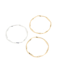 Mixed Metal Plated Twisted Bangles 3-Pack - link has visual effect only