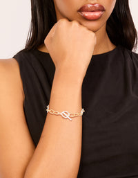 Mixed Metal Plated Link Chain T & O Bracelet - link has visual effect only