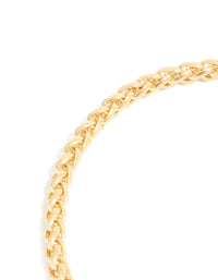 Detailed view of mixed metal plated cubic zirconia T and O chain bracelet highlighting toggle closure and sparkling stones with gold and silver plating close up view - link has visual effect only