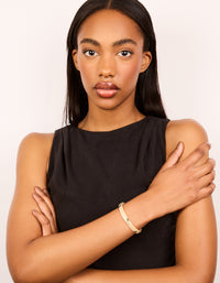 Mixed Metal Plated Half Flat Hinged Bangle - link has visual effect only