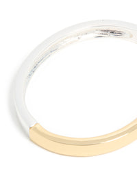 Mixed Metal Plated Half Flat Hinged Bangle - link has visual effect only