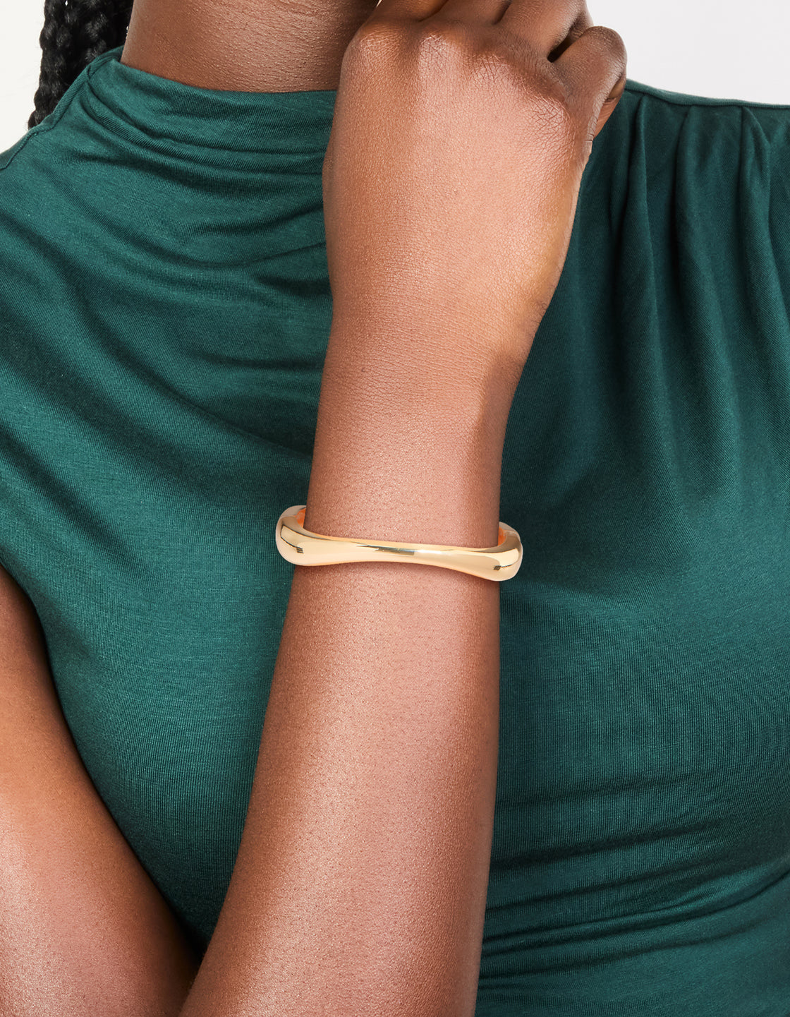 Mixed Metal Plated Half Curved Hinged Bangle