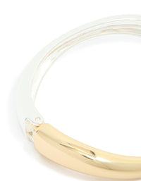 Mixed Metal Plated Half Curved Hinged Bangle - link has visual effect only