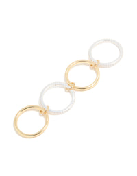 Mixed Metal Plated Cubic Zirconia Pavé Linked Ring Set - link has visual effect only