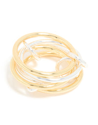 Mixed Metal Solid Link Rings 5 Pack - link has visual effect only