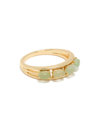 Gold Plated Vintage Green Pebbles Ring - link has visual effect only
