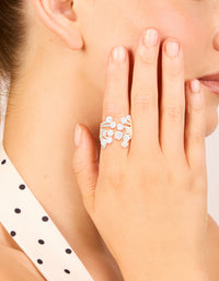 Silver Plated Multi Cubic Zirconia Open Layered Ring - link has visual effect only