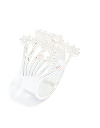 Silver Plated Multi Cubic Zirconia Open Layered Ring - link has visual effect only