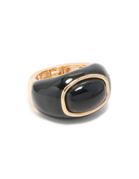 Gold & Black Modern Lined Oval Ring - link has visual effect only