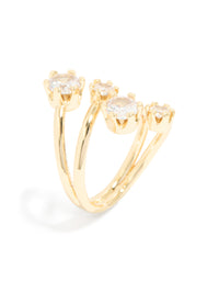 Gold Plated Multi Diamantes Wrap Ring - link has visual effect only
