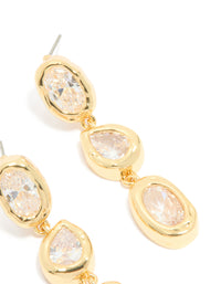 Gold Plated Cubic Zirconia Organic Statement Drop Earrings - link has visual effect only