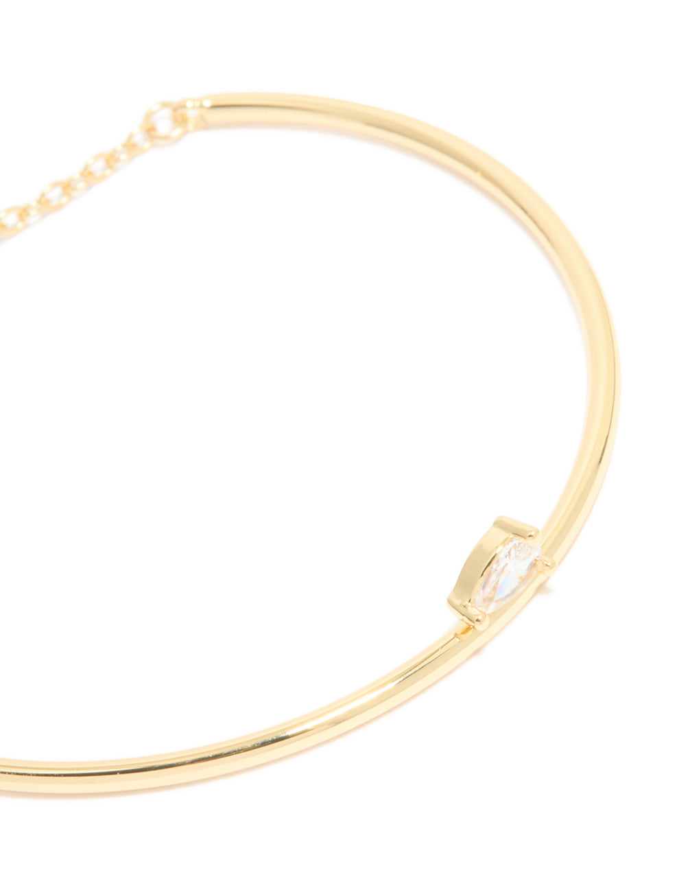 Gold Plated Cubic Zirconia Teardrop Toggle Bangle Bracelet