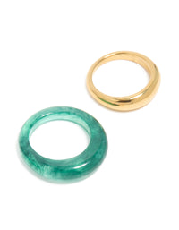Waterproof Gold Plated Stainless Steel Modern Thin Stack Ring Set Of 2 - link has visual effect only