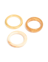 Featuring waterproof gold plated stainless steel and marbled stacking rings 3-pack front view - link has visual effect only