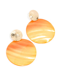 Gold Orange Shell Hammered Drop Earrings - link has visual effect only