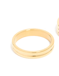 Waterproof Gold Plated Stainless Steel Simple Band Stacking Rings 2-Pack - link has visual effect only
