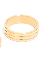 Waterproof Gold Plated Stainless Steel Simple Band Stacking Rings 2-Pack - link has visual effect only