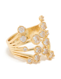 Gold Plated Multi Cubic Zirconia Open Ring - link has visual effect only