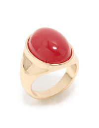 Gold Red Oval Stone Orb Statement Ring - link has visual effect only