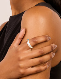 Silver Plated Cubic Zirconia & Fine Pearl Stacking Rings 2-Pack - link has visual effect only