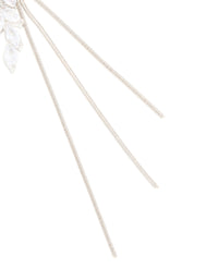 Silver Diamante Flower Triple Chain Drop Earrings - link has visual effect only