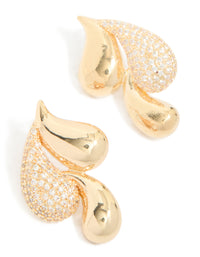 Gold Cubic Zirconia Large Pear Stud Earrings - link has visual effect only