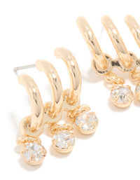Gold Cubic Zirconia Triple Layered Earrings - link has visual effect only