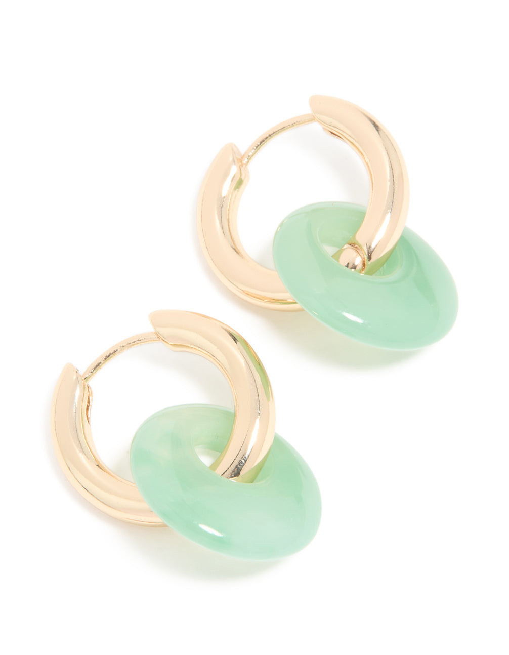 Gold Green Acrylic Drop Huggie Earrings