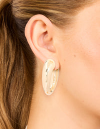 Gold Thin to Thick C Shaped Open Hoop Earrings - link has visual effect only