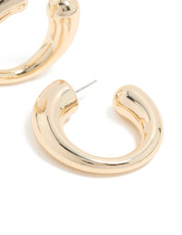 Gold Thin to Thick C Shaped Open Hoop Earrings - link has visual effect only
