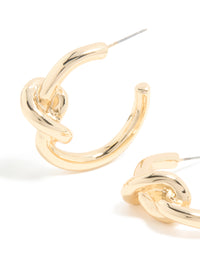 Gold Smooth Knotted Open Hoop Earrings - link has visual effect only
