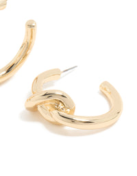 Gold Smooth Knotted Open Hoop Earrings - link has visual effect only