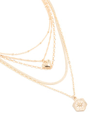 Gold Heart & Compass Layered Necklace - link has visual effect only