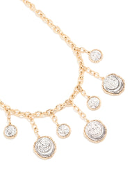 Mixed Metal Coin Pendant Charms Necklace - link has visual effect only