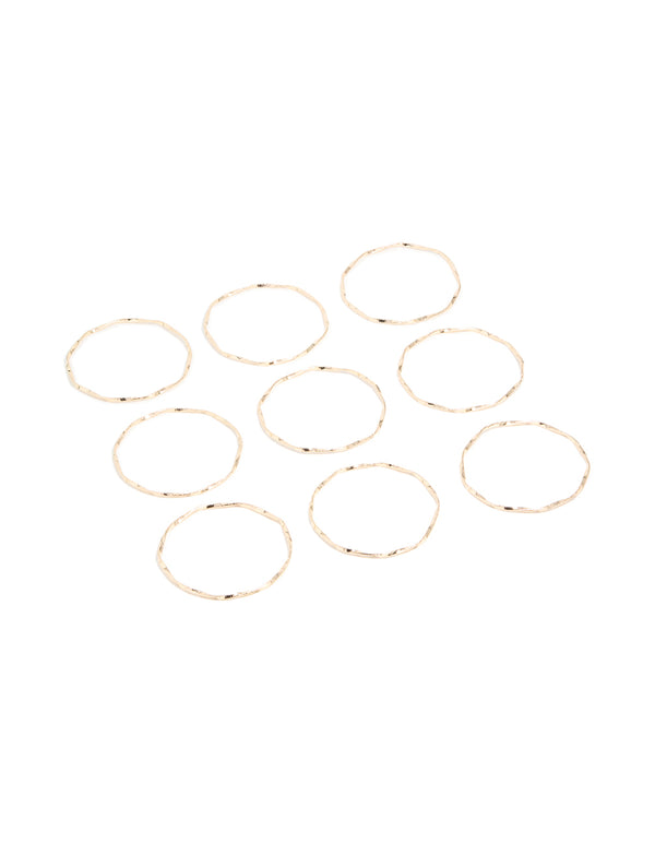 Gold Textured Wavy Bangles 9-Pack