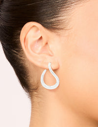 Silver Twisted Small Swirl Drop Earrings - link has visual effect only