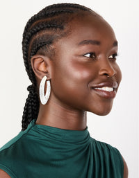 Silver Hammered Textured Hoop Earrings - link has visual effect only