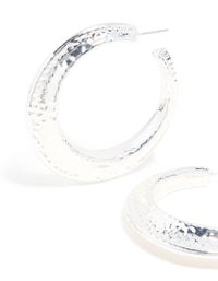 Silver Hammered Textured Hoop Earrings - link has visual effect only
