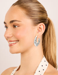 Silver Swirl Detail Hoop Earrings - link has visual effect only